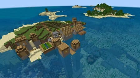 Sid to a shipwreck, a village and an underground citadel in Minecraft PE Minecraft PE / Bedrock [xfgiven_vers]