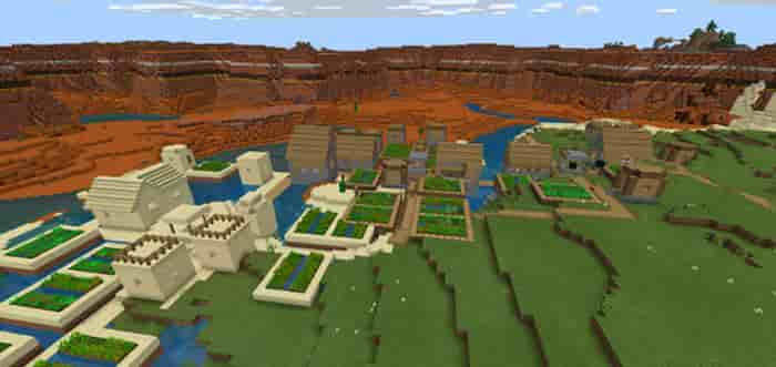 SID FOR THREE VILLAGES IN THE MESA BIOME AREA IN MINECRAFT Minecraft PE / Bedrock [xfgiven_vers]