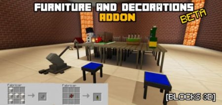 Mod: 3D Furniture and Decor [1.19+] Minecraft PE / Bedrock [xfgiven_vers]