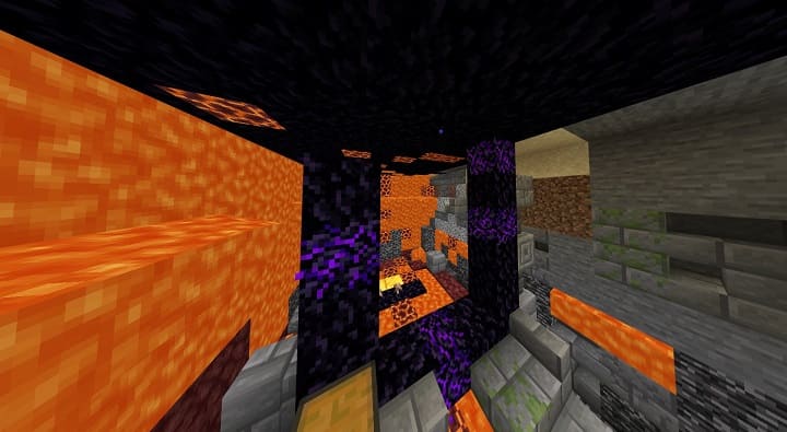Broken Portal to Hell in Mine in Minecraft PE