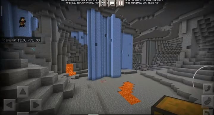 Ice Columns in the Cave in Minecraft PE