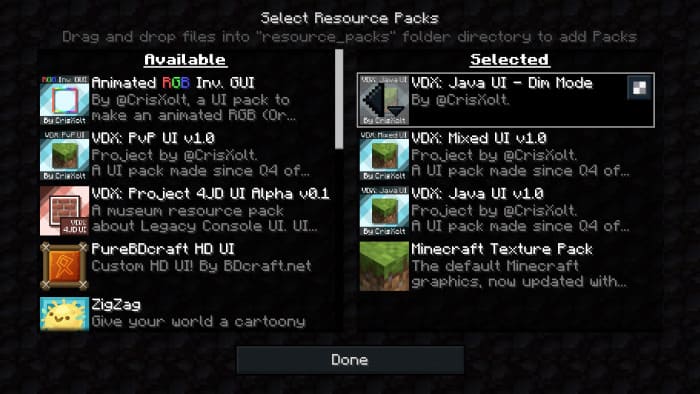 Resourcepack from Minecraft Java in Minecraft PE (Bedrock)