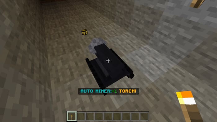 Auto Miner Places Torches in Minecraft PE (Bedrock)