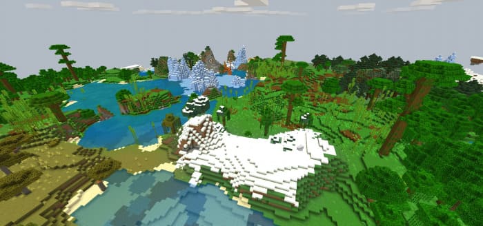 Winter Microbiome in Minecraft PE (Bedrock)