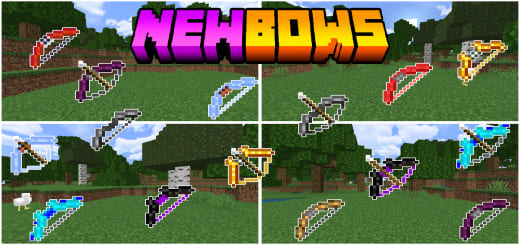 Mod: New bows [1.20+] Minecraft PE / Bedrock [xfgiven_vers]