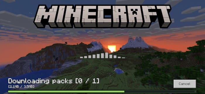 Interface for downloading the pack in Minecraft PE (Bedrock)