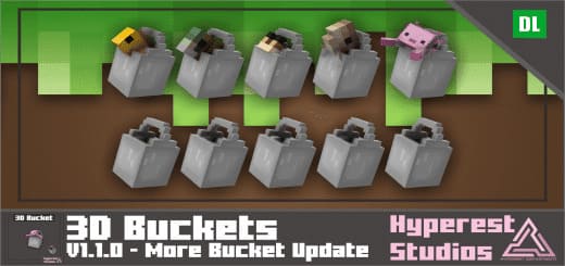 Resourcespack: 3D Buckets [1.20+] Minecraft PE / Bedrock [xfgiven_vers]