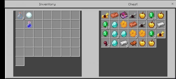 Improved resources in Minecraft PE (Bedrock) chests