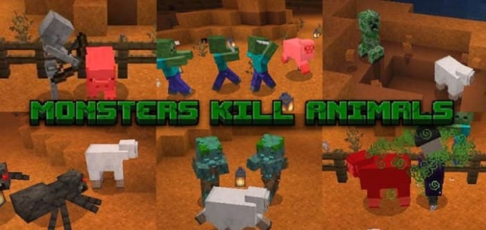 Addon: Monsters Kill Animals [1.18; 1.19+] Minecraft PE / Bedrock [xfgiven_vers]