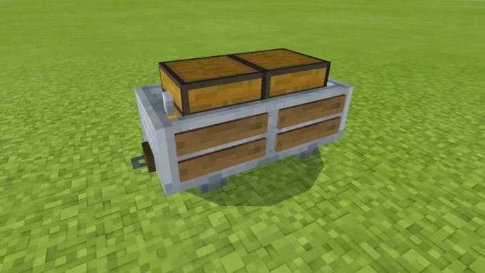 Вагончик с двумя сундуками в Майнкрафт ПЕ (Бедрок)