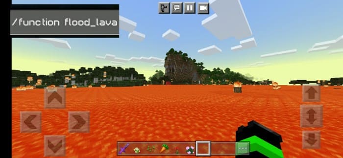 Flooding with lava in Minecraft PE (Bedrock)