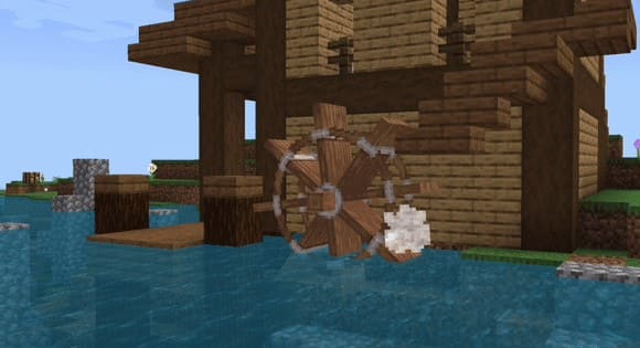 Waterwheel in Minecraft PE (Bedrock)