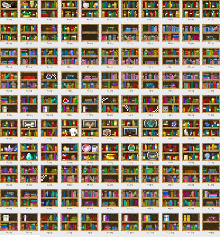 Bookshelf options in Minecraft