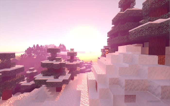 Sunset in RTX for Minecraft Bedrock