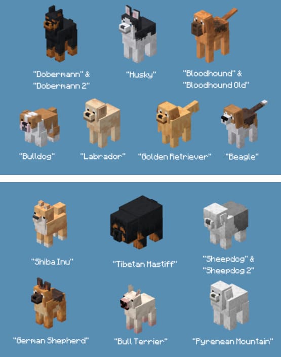 Dogs in Minecraft PE (Bedrock)