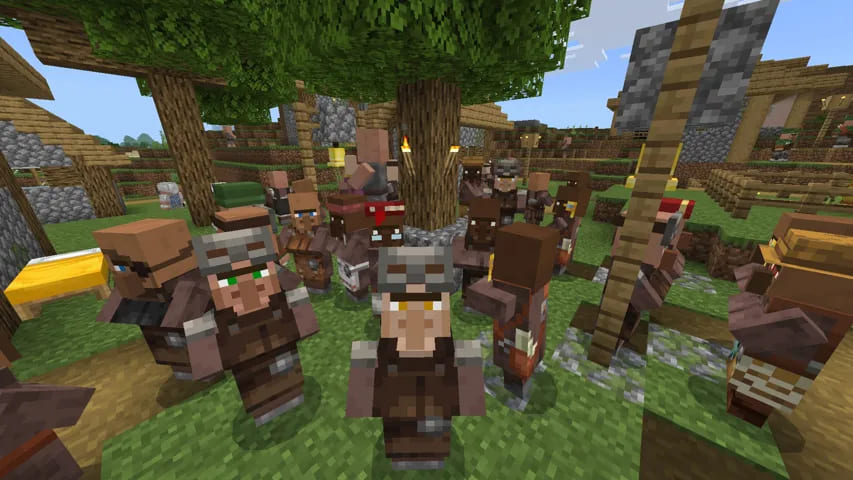 Villagers with different skin colors in Minecraft PE (Bedrock)