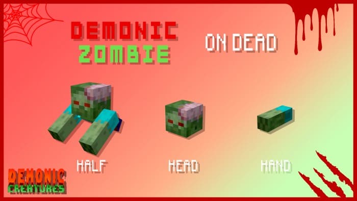 Zombie body parts in Minecraft PE (Bedrock)