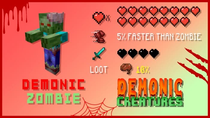 Demonic Zombies in Minecraft PE (Bedrock)