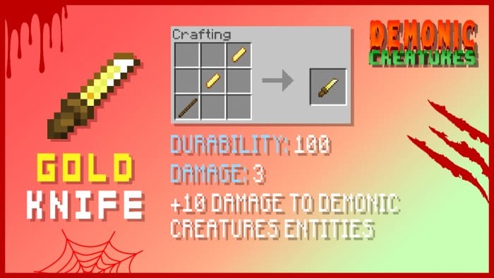 Golden Knife in Minecraft PE (Bedrock)
