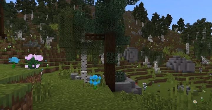 Realistic vegetation in Minecraft PE (Bedrock)
