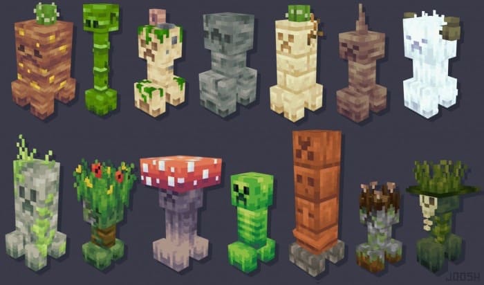 Creeper variants in Minecraft PE (Bedrock)