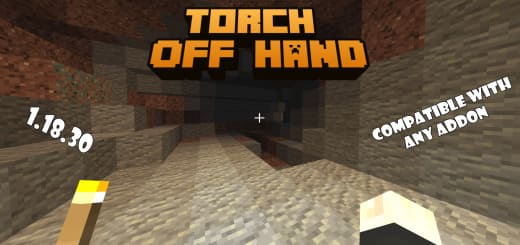 Mod: Torch in the left hand [1.20; 1.21+] Minecraft PE / Bedrock [xfgiven_vers]