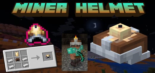 Mod: Miner's helmet [1.20; 1.21+] Minecraft PE / Bedrock [xfgiven_vers]