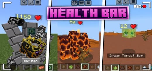 Mod: HP meter of mobs [1.20; 1.21+] Minecraft PE / Bedrock [xfgiven_vers]