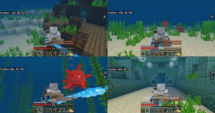 Использование подводного глайдера из мода Морской глайдер для Майнкрафт ПЕ (Бедрок)