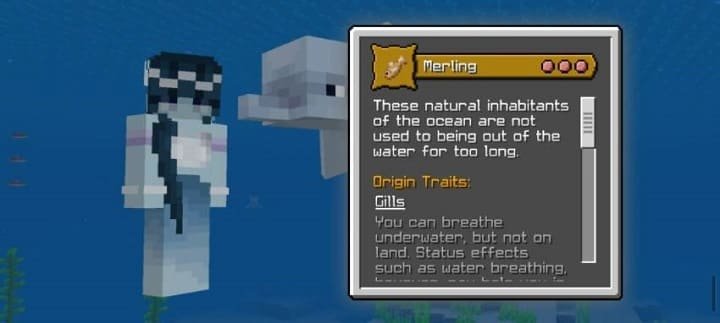 Происхождение Мерлинг из мода Классы персонажа для Майнкрафт ПЕ (Бедрок)