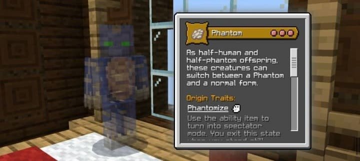 Происхождение Фантом из мода Классы персонажа для Майнкрафт ПЕ (Бедрок)