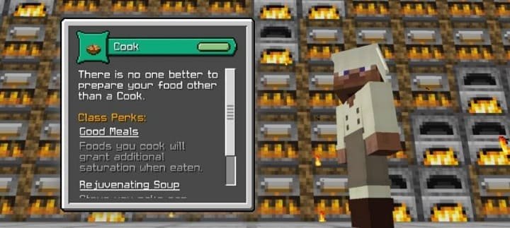 Характеристика Повар из мода Классы персонажа для Майнкрафт ПЕ (Бедрок)