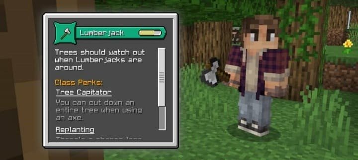 Характеристика Дровосек из мода Классы персонажей для Майнкрафт ПЕ (Бедрок)