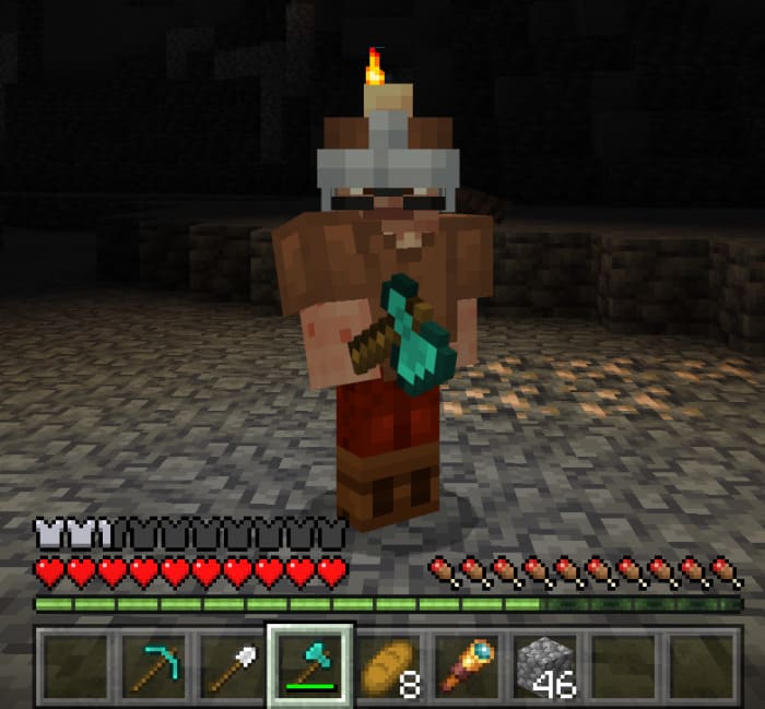 Miner Helmet in Minecraft PE (Bedrock)