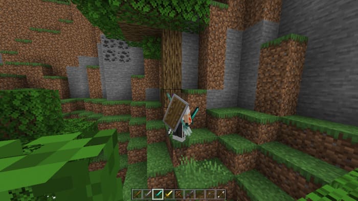 Щит на спине в Майнкрафт ПЕ (Бедрок)