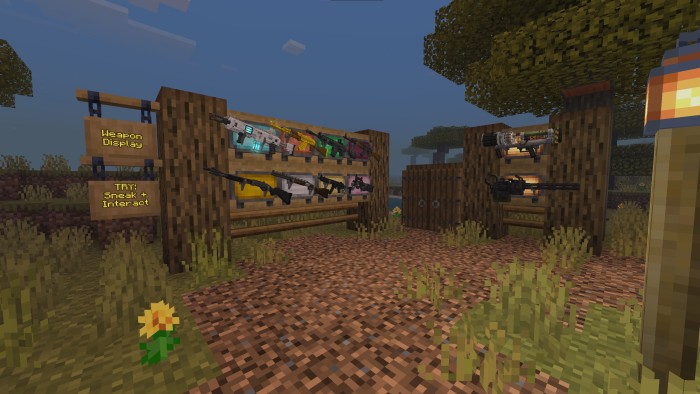 Панель с оружиями в Майнкрафт ПЕ (Бедрок)