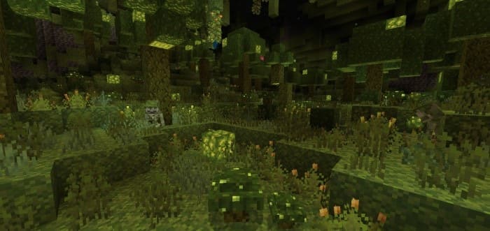 Пышные пещеры в Майнкрафт ПЕ (Бедрок)