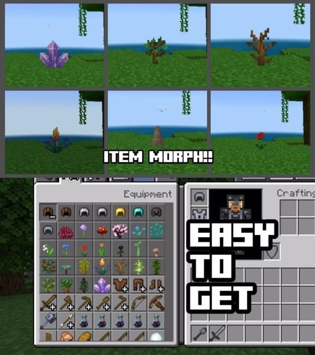 Демонстрация мода Превращение в предметы для Майнкрафт ПЕ (Бедрок)