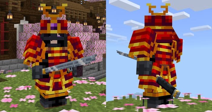 Самурайская броня из мода Самураи для Майнкрафт ПЕ (Бедрок)