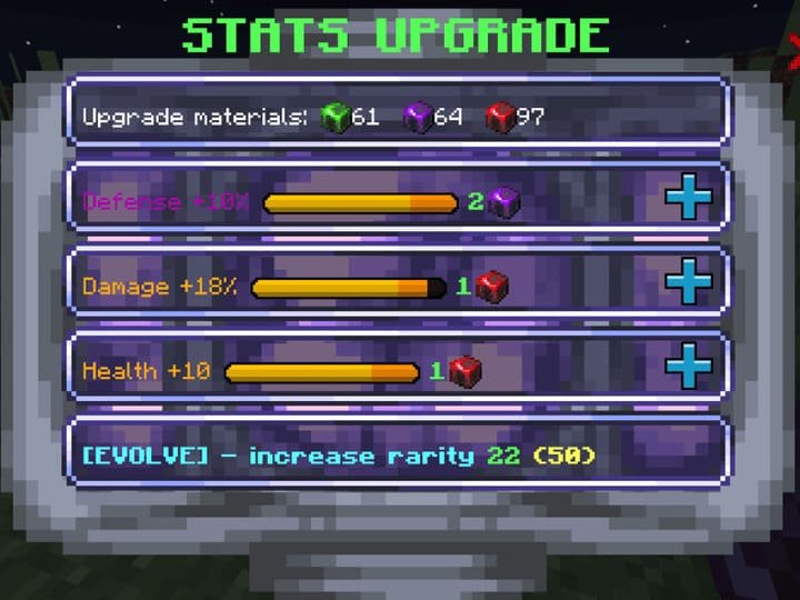 Upgrade menu for item stats in Minecraft PE (Bedrock)