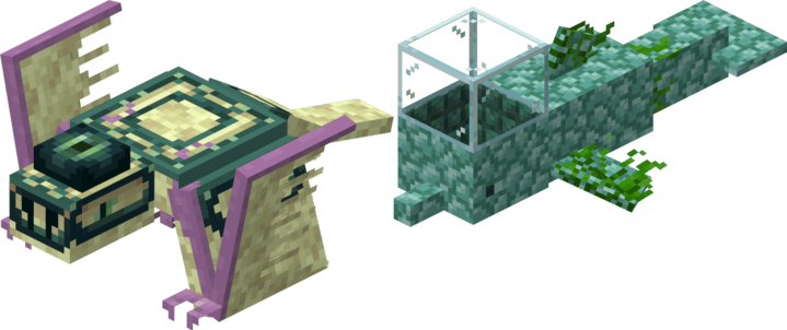 Големы из эндерняка и призмарина в Майнкрафт ПЕ (Бедрок)