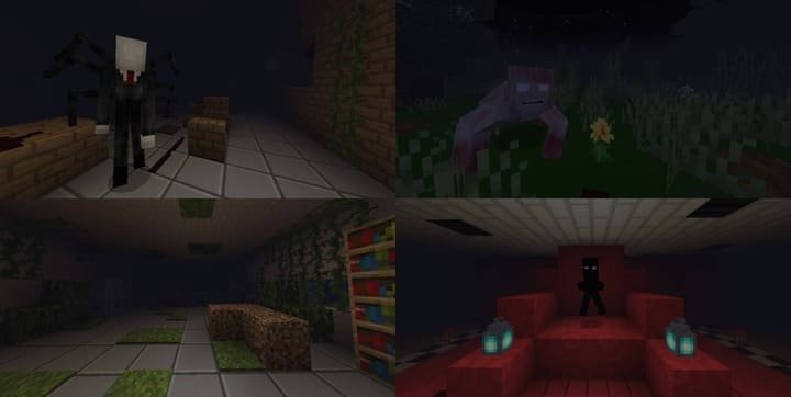 Horror atmosphere on the map in Minecraft PE (Bedrock)