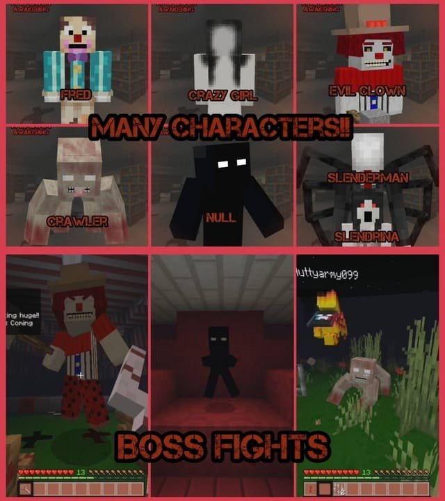 Encountering monsters and bosses in Minecraft PE (Bedrock)