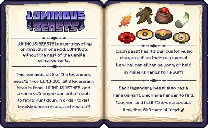 Bestiary of the mod for Minecraft PE (Bedrock)