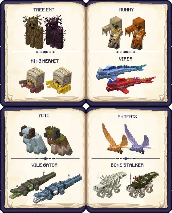 Examples of Overworld mobs in Minecraft PE (Bedrock)