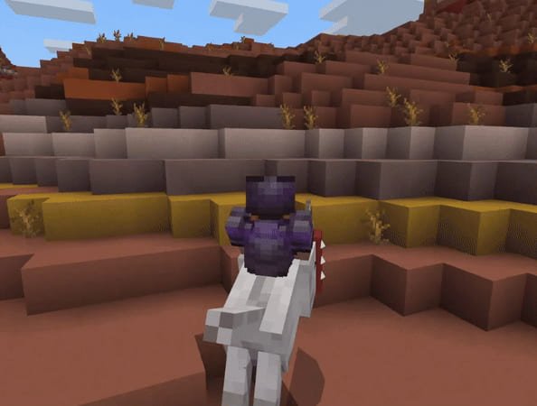 Riding an Alpha Wolf with the mod for Minecraft PE (Bedrock)