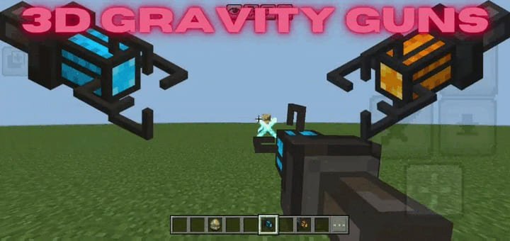 Using the Gravity Gun in Minecraft PE (Bedrock)
