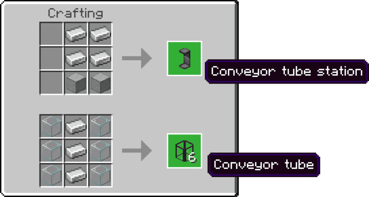 Crafting tubes and stations in Minecraft PE (Bedrock)