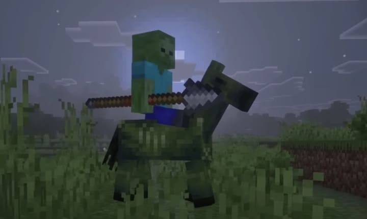 Zombie horse with spear in Minecraft PE (Bedrock)