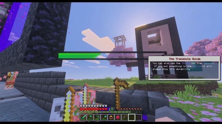 Repairing items using the Shrine in Minecraft PE (Bedrock)